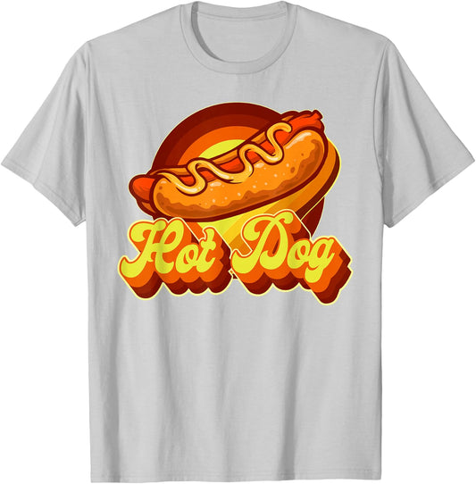 Hot Dog Adult Retro Vintage Hot Dog , White T-Shirt - T-Shirt | Ash
