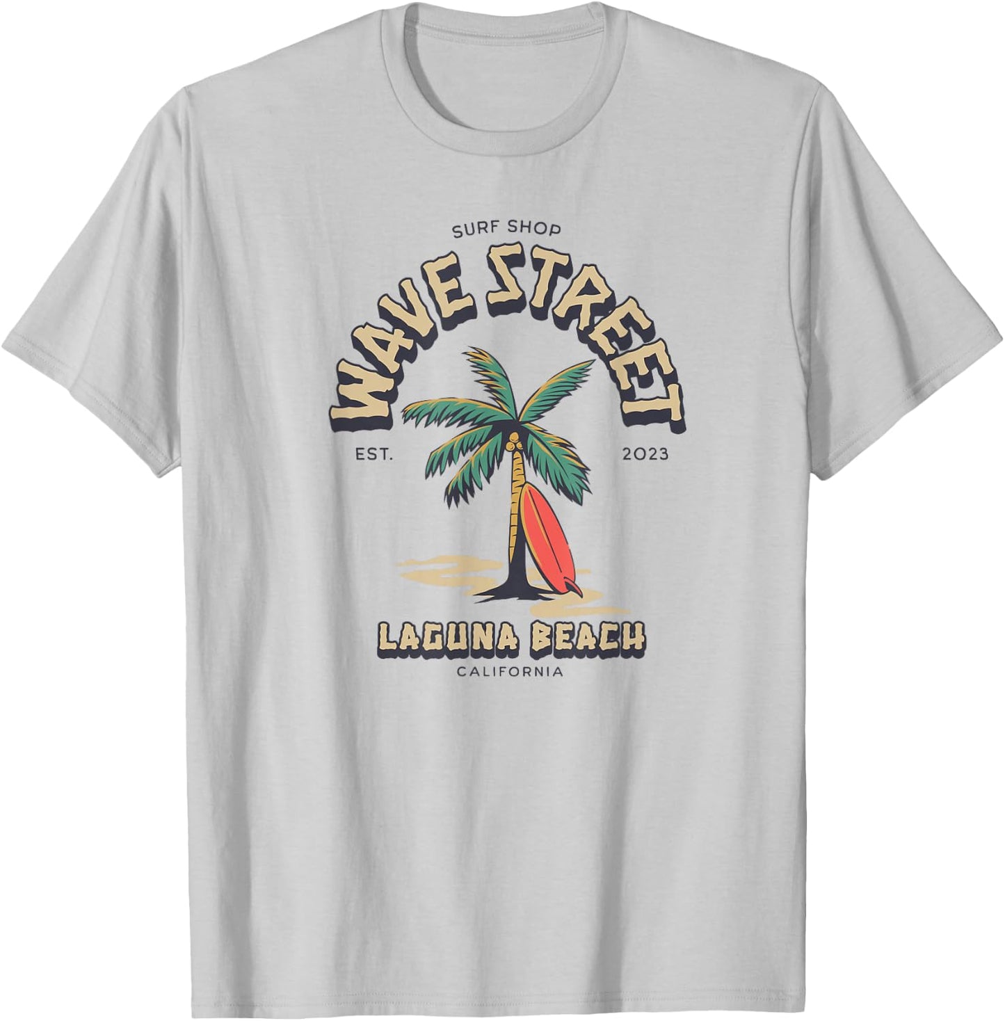 Wave Street Surf Shop Surfboard Logo T-Shirt - T-Shirt | Ash