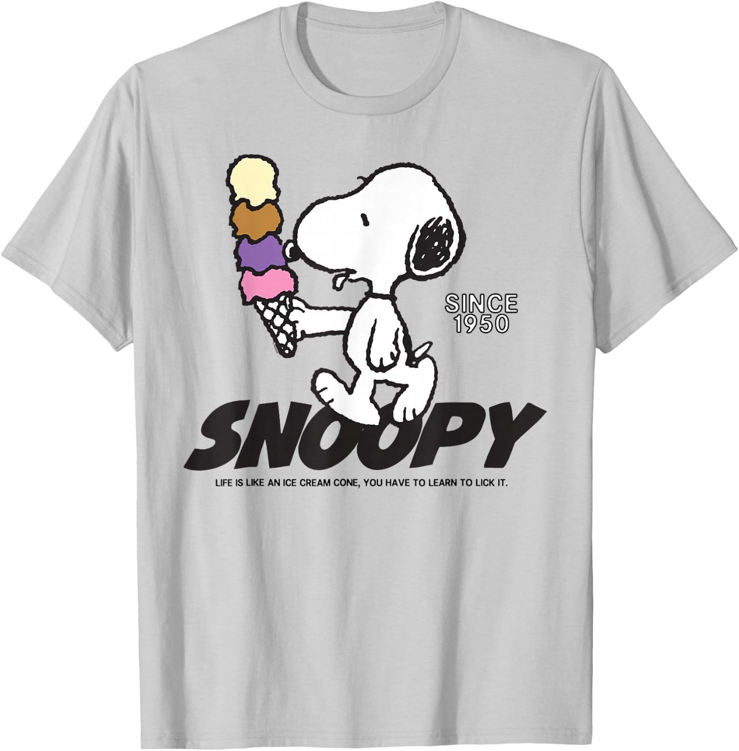 Peanuts Snoopy Ice Cream Cone T-Shirt - T-Shirt | Ash
