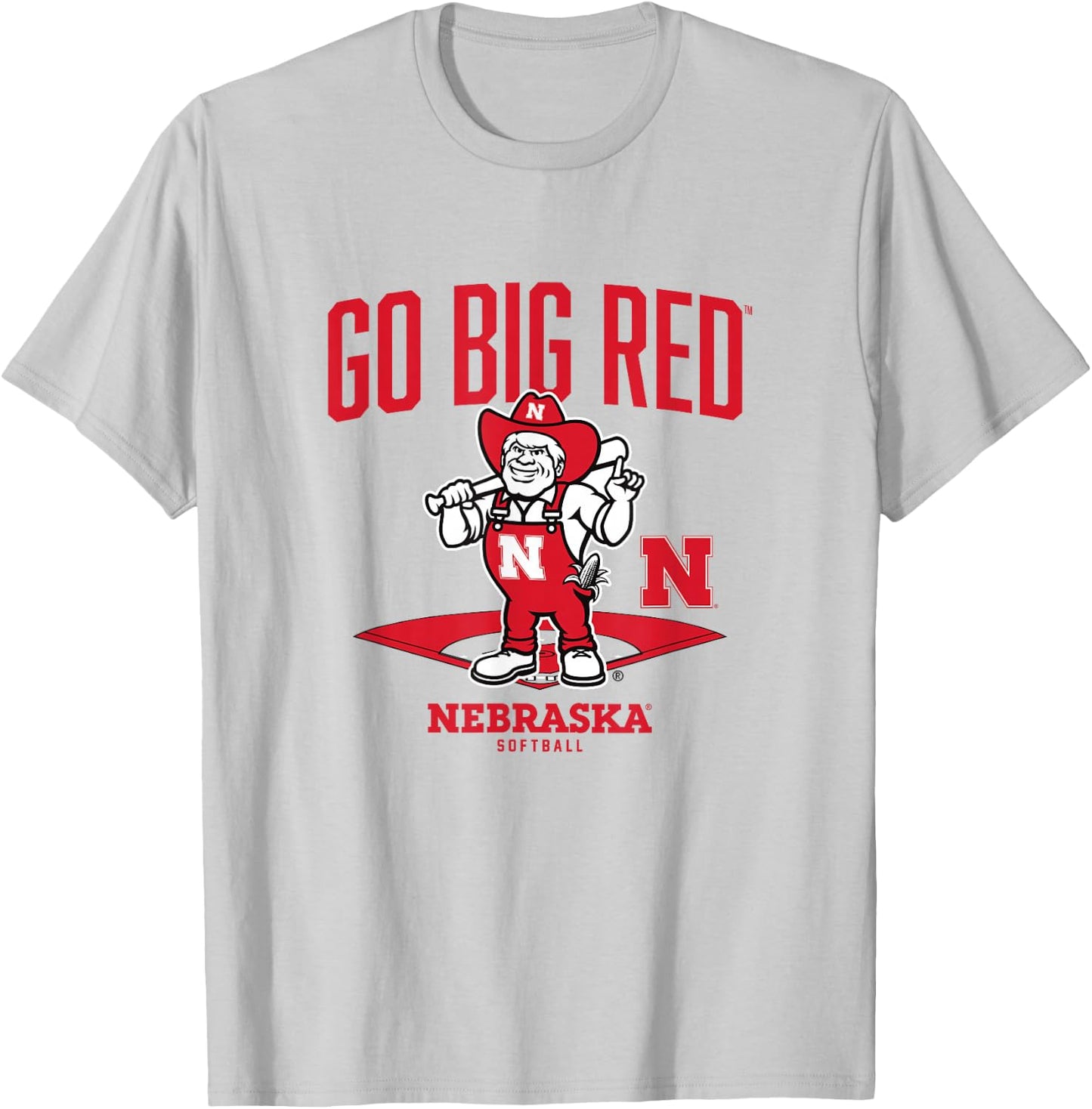 Nebraska Softball: Mascot Diamond T-Shirt - T-Shirt | Ash