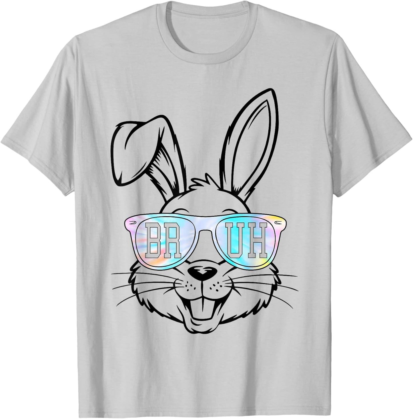 Tie Dye Bunny Rabbit Sunglasses Bruh Easter Boys Teens Kids T-Shirt - T-Shirt | Ash