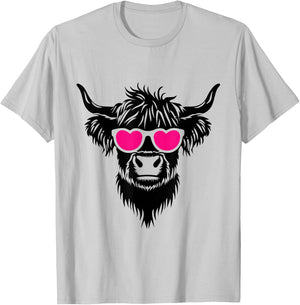 Cute Fluffy Farm Animals Highland Cow T-Shirt - T-Shirt | Ash