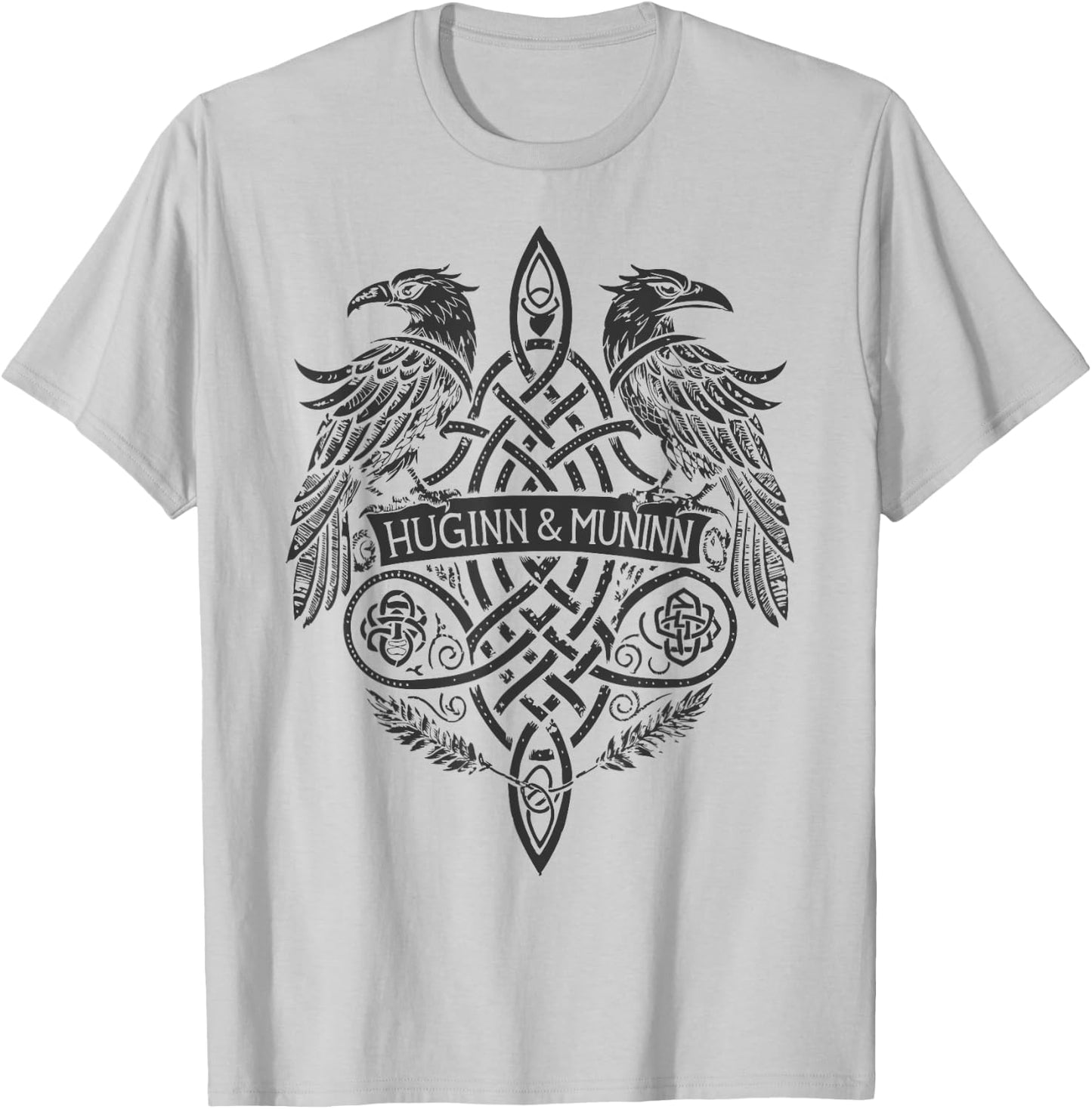 Viking Symbol – Huginn & Muninn Celtic Knotwork T-Shirt - T-Shirt | Ash
