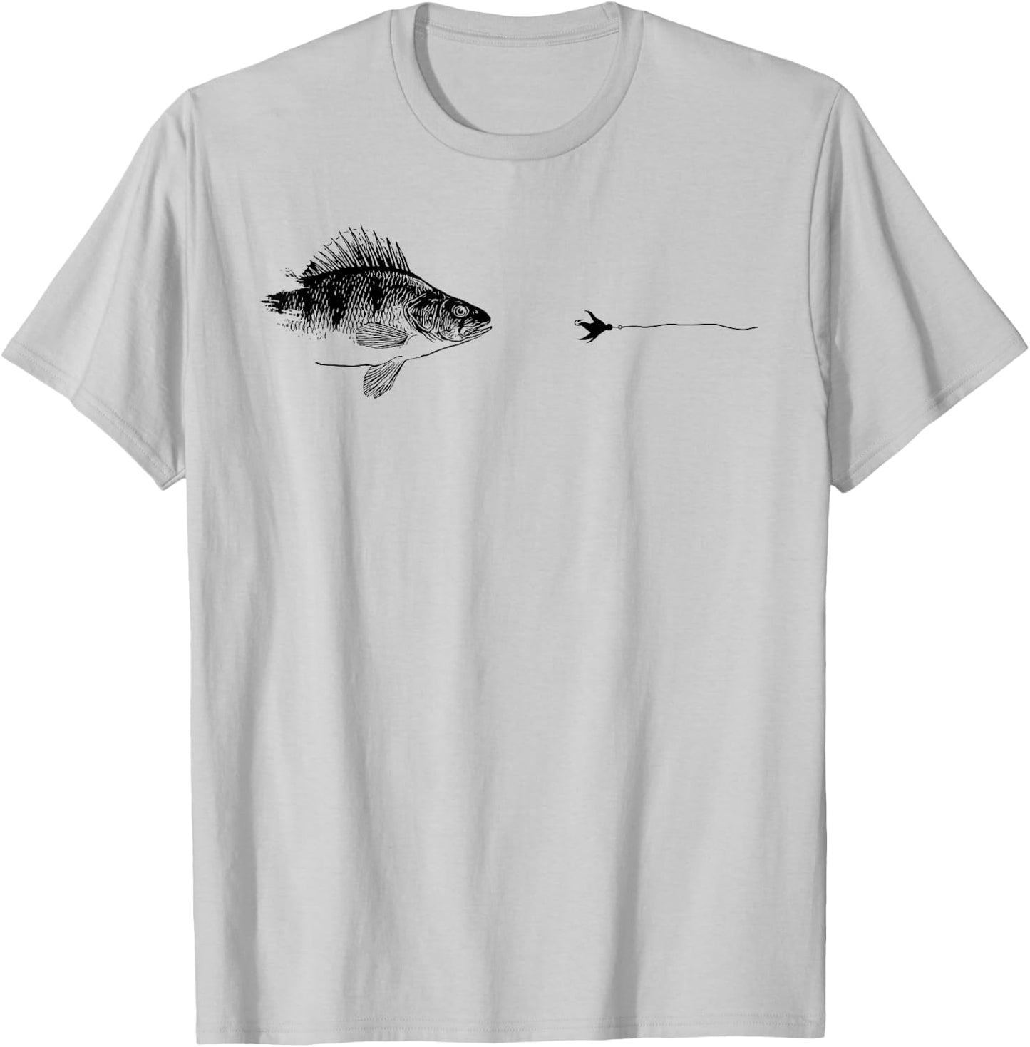 Graphic Fly Fishing Hook Line - Fish Yellow Perch , gray T-Shirt - T-Shirt | Ash