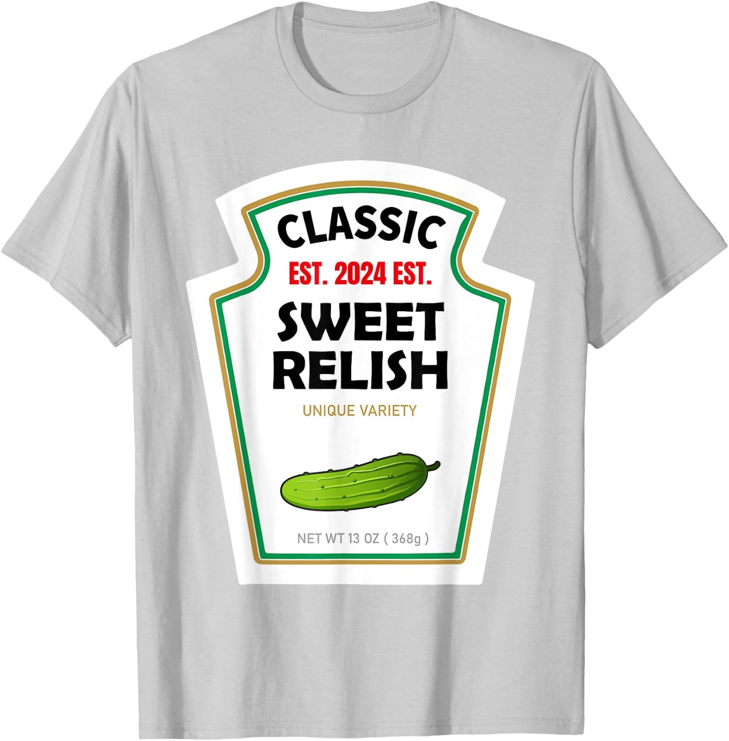 Sweet Relish DIY Halloween Costume Condiment Green Pickle T-Shirt - T-Shirt | Ash