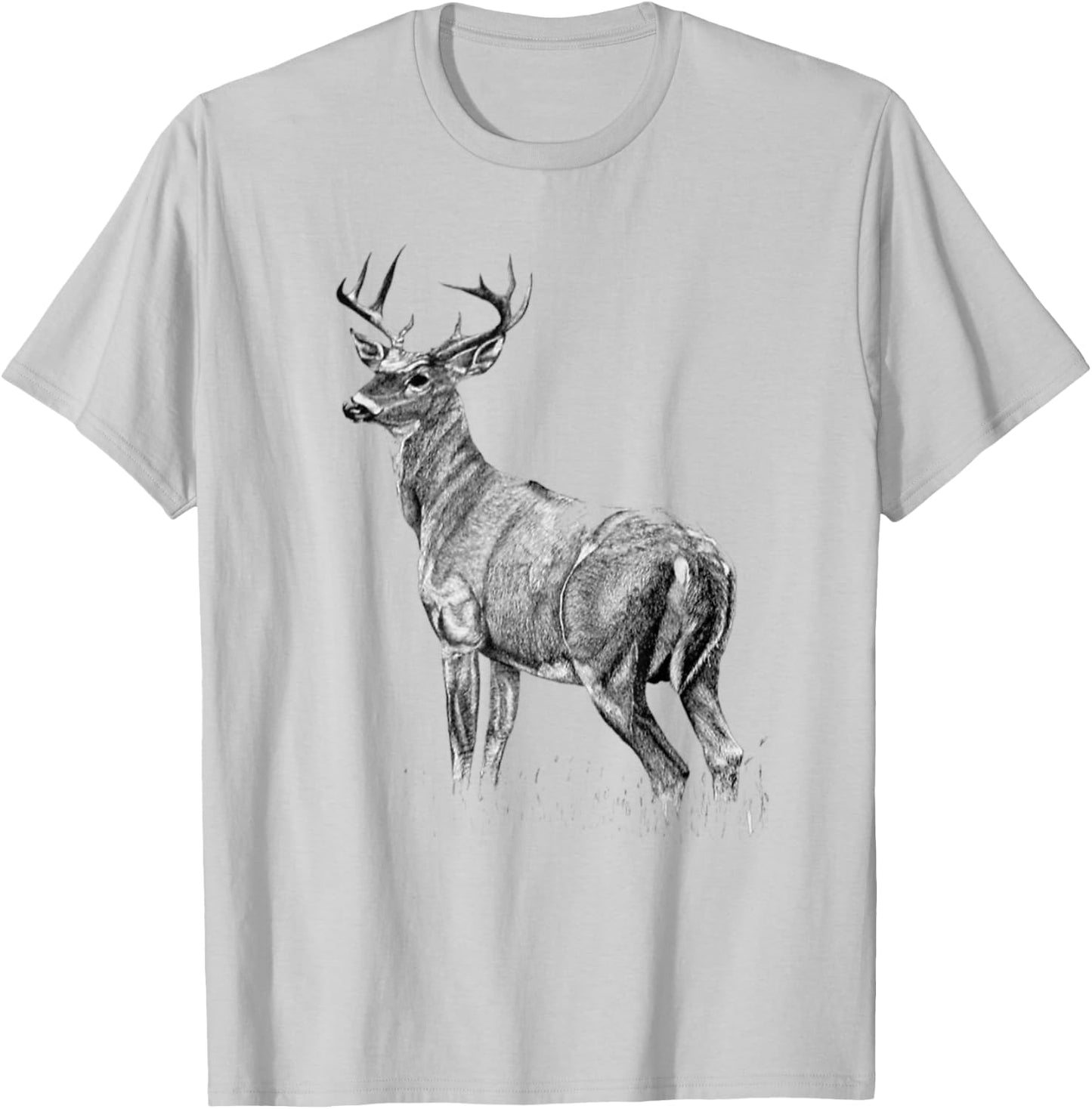 Cute Deer Whitetail Buck Illustration Graphic Boy And Girl T-Shirt - T-Shirt | Ash