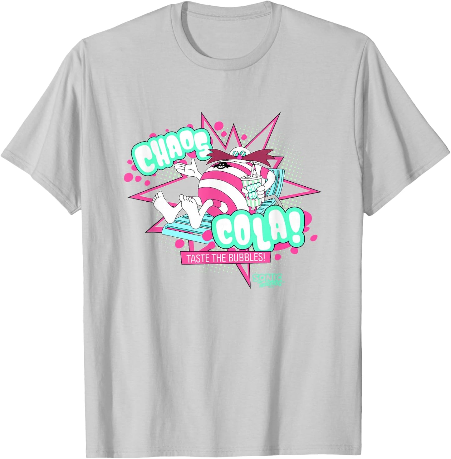 Sonic The Hedgehog Dr. Eggman Chaos Cola Taste The Bubbles T-Shirt - T-Shirt | Ash