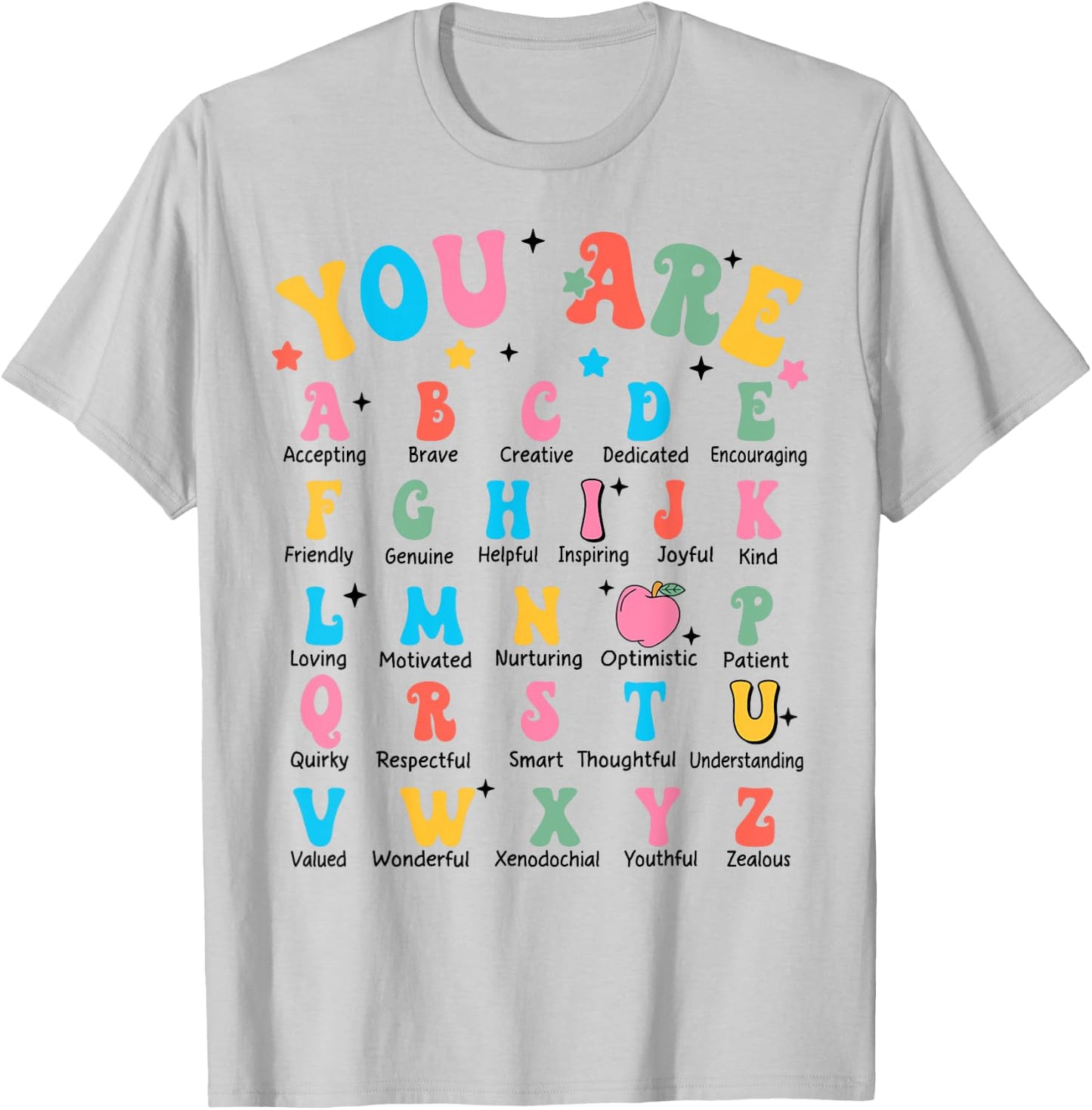 Alphabet Elementary School Kindergarten Teachers Students T-Shirt - T-Shirt | Ash