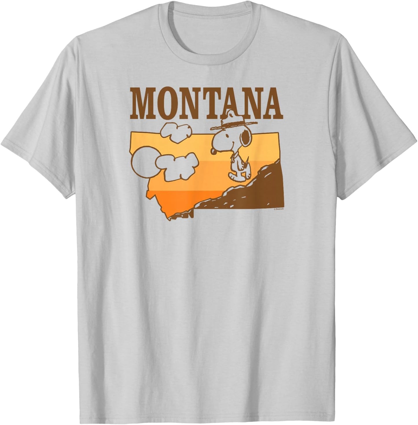Peanuts - Snoopy Beagle Scout Montana Mountain Hiker T-Shirt - T-Shirt | Ash