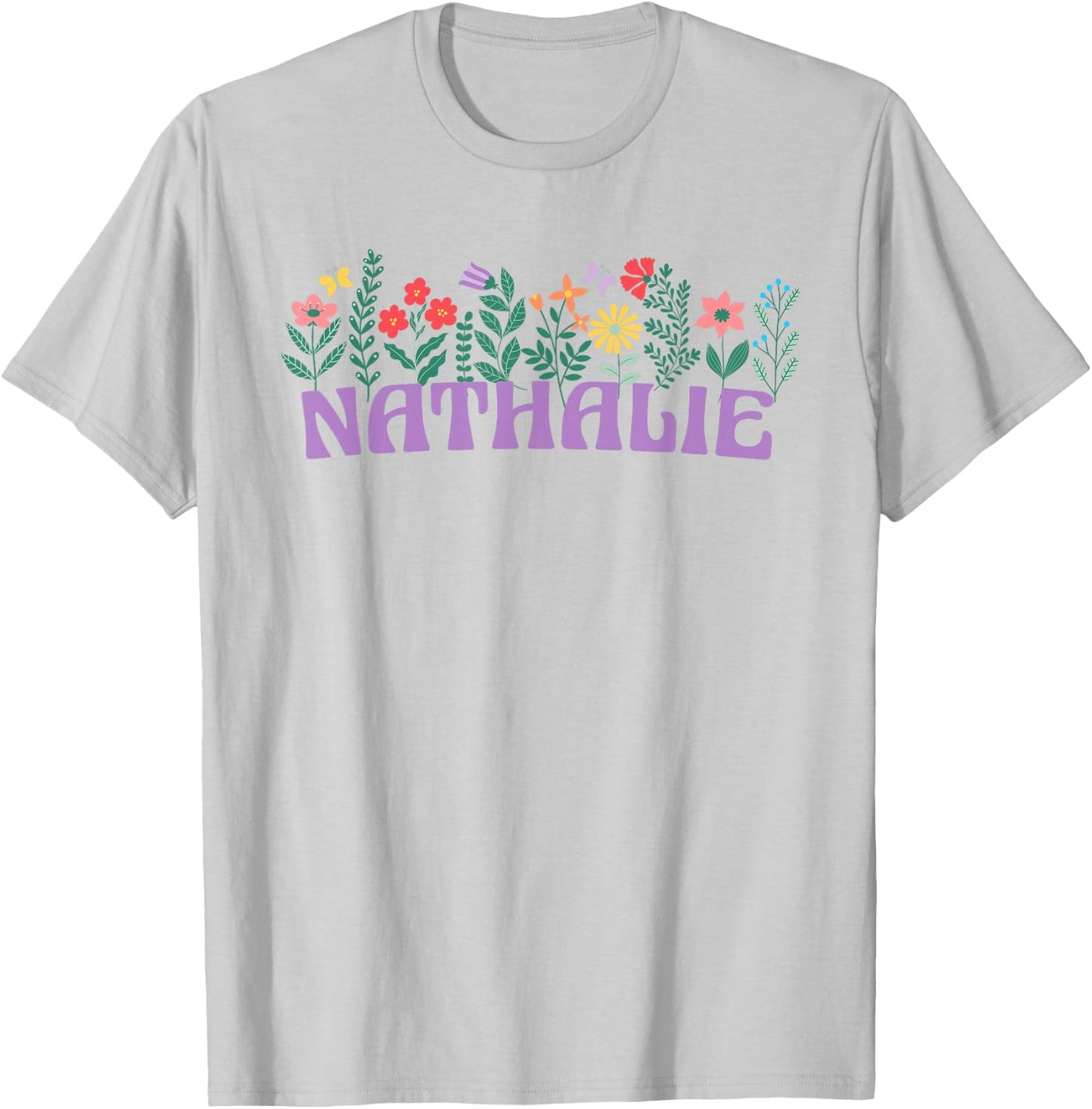 Wildflower Floral Nathalie Name Mother's Day Women's , white, S T-Shirt - T-Shirt | Ash