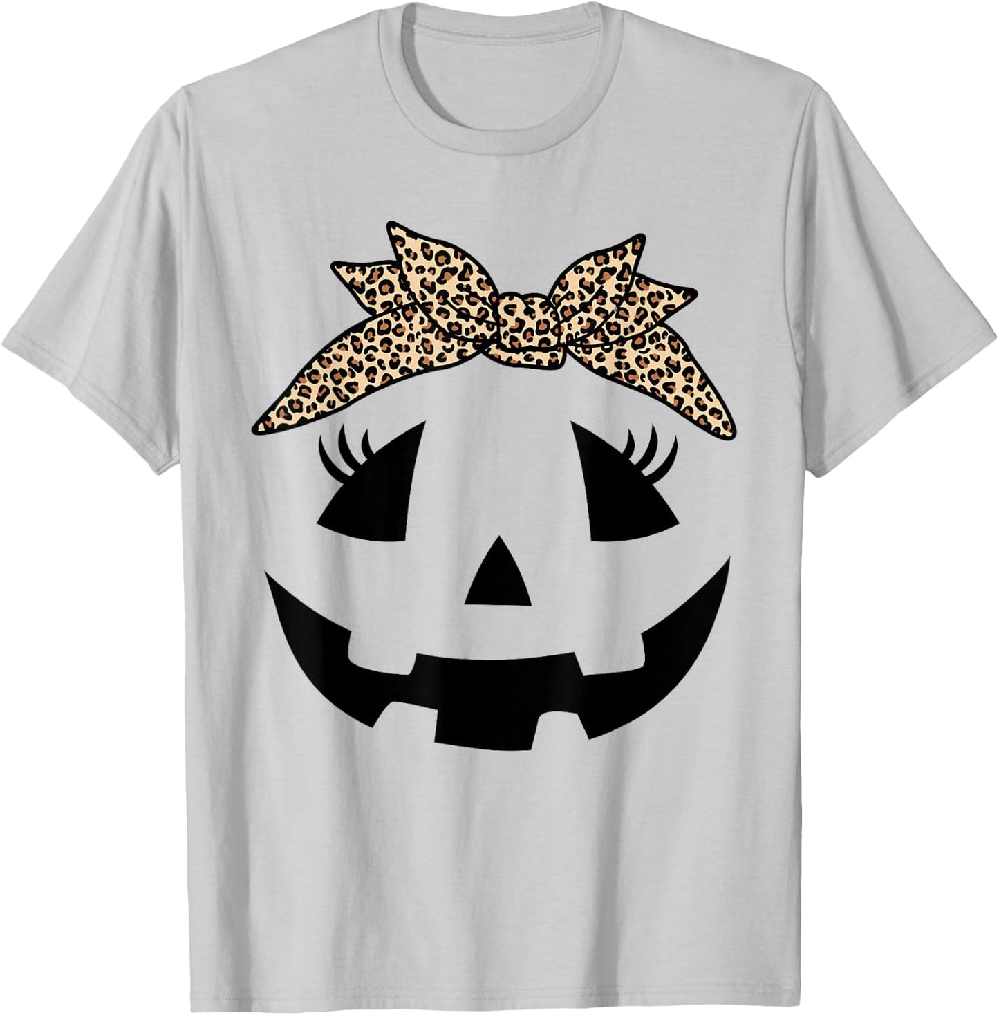 Jack O Lantern Pumpkin Leopard face for Girls Halloween T-Shirt - T-Shirt | Ash