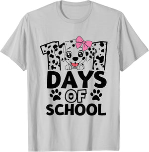 100 Days Of School Dog Lover 100th Day Of School For Girls T-Shirt - T-Shirt | Ash