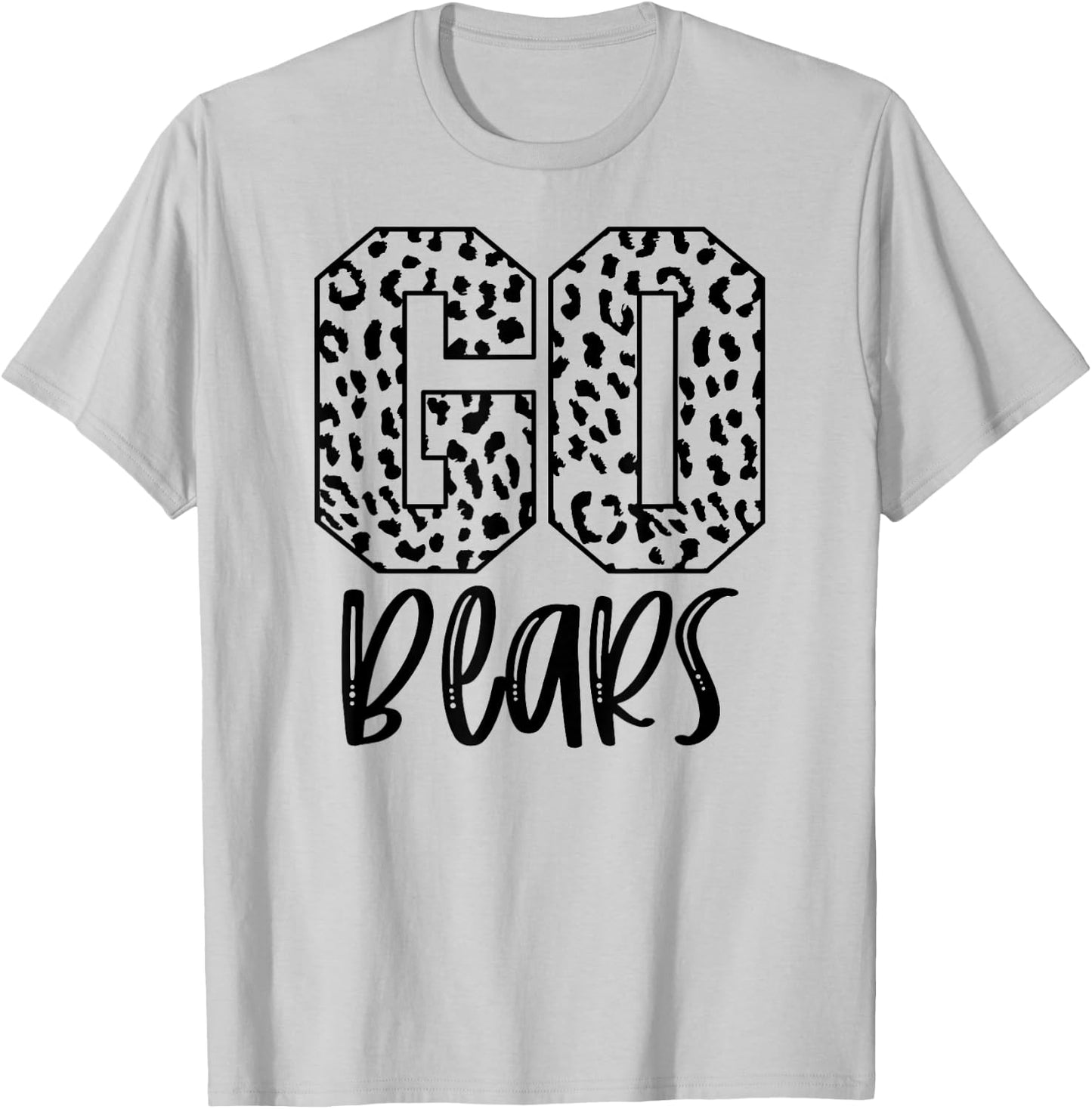Bears Team Mascot School Spirit Game Night Leopard Print T-Shirt - T-Shirt | Ash
