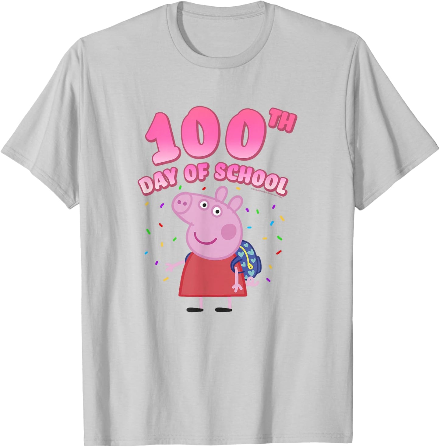 Peppa Pig 100th Day Of School Celebration Confetti T-Shirt - T-Shirt | Ash