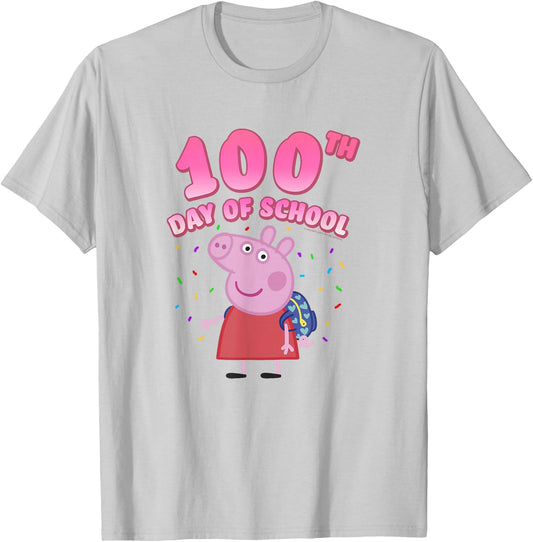 Peppa Pig 100th Day Of School Celebration Confetti T-Shirt - T-Shirt | Ash