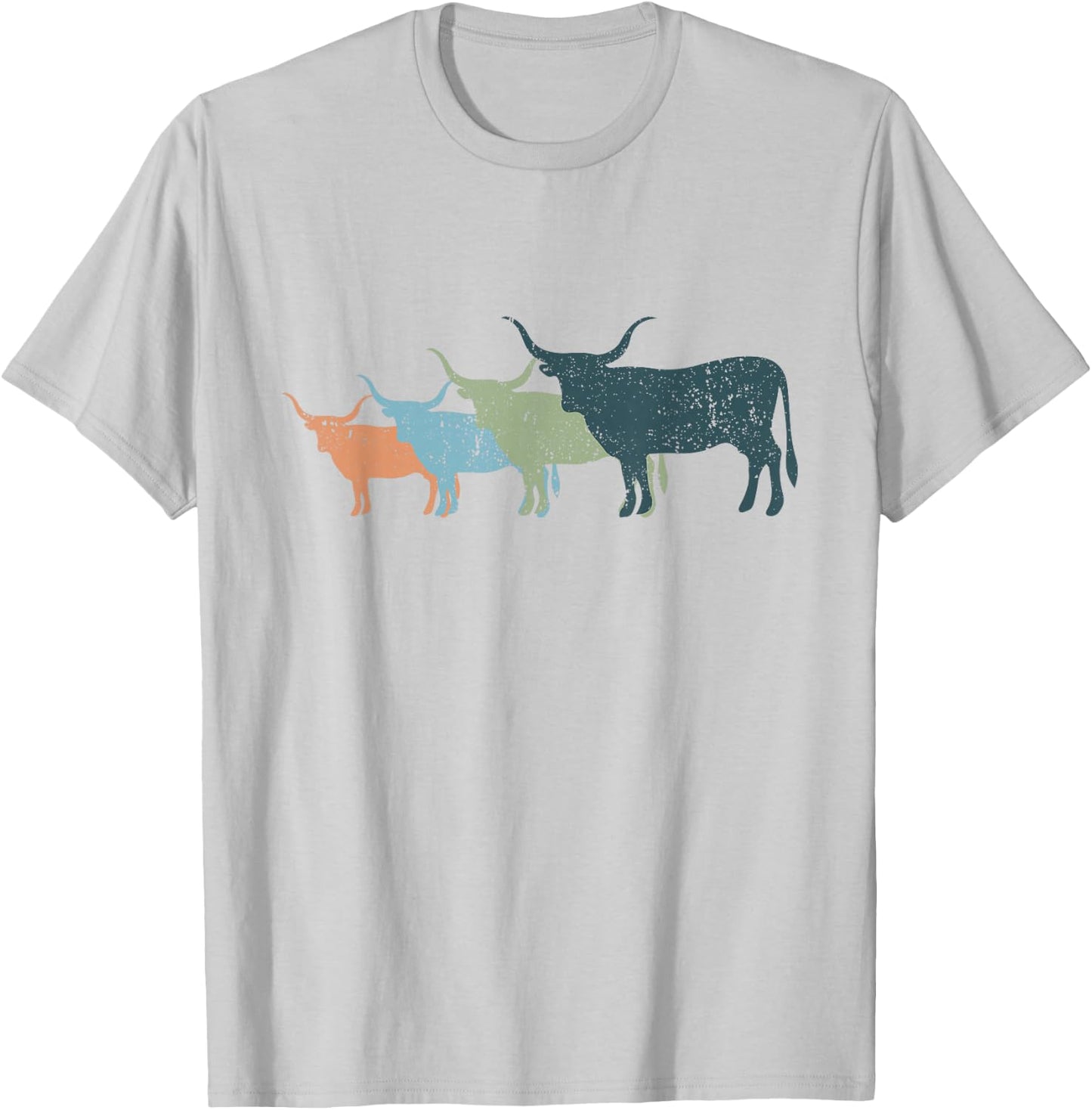 Cow Mom & Dad Silhouette - Cattle Vintage Texas Longhorn T-Shirt - T-Shirt | Ash