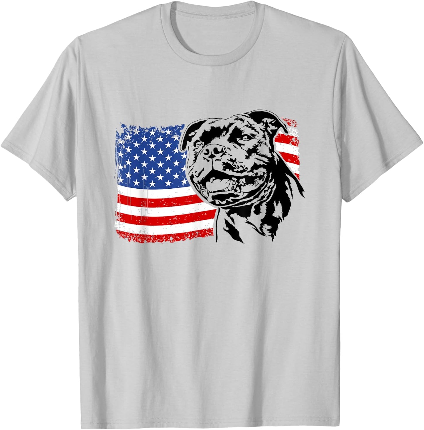 Proud Staffordshire Bull Terrier American Flag patriotic dog Men Women T-Shirt - T-Shirt | Ash