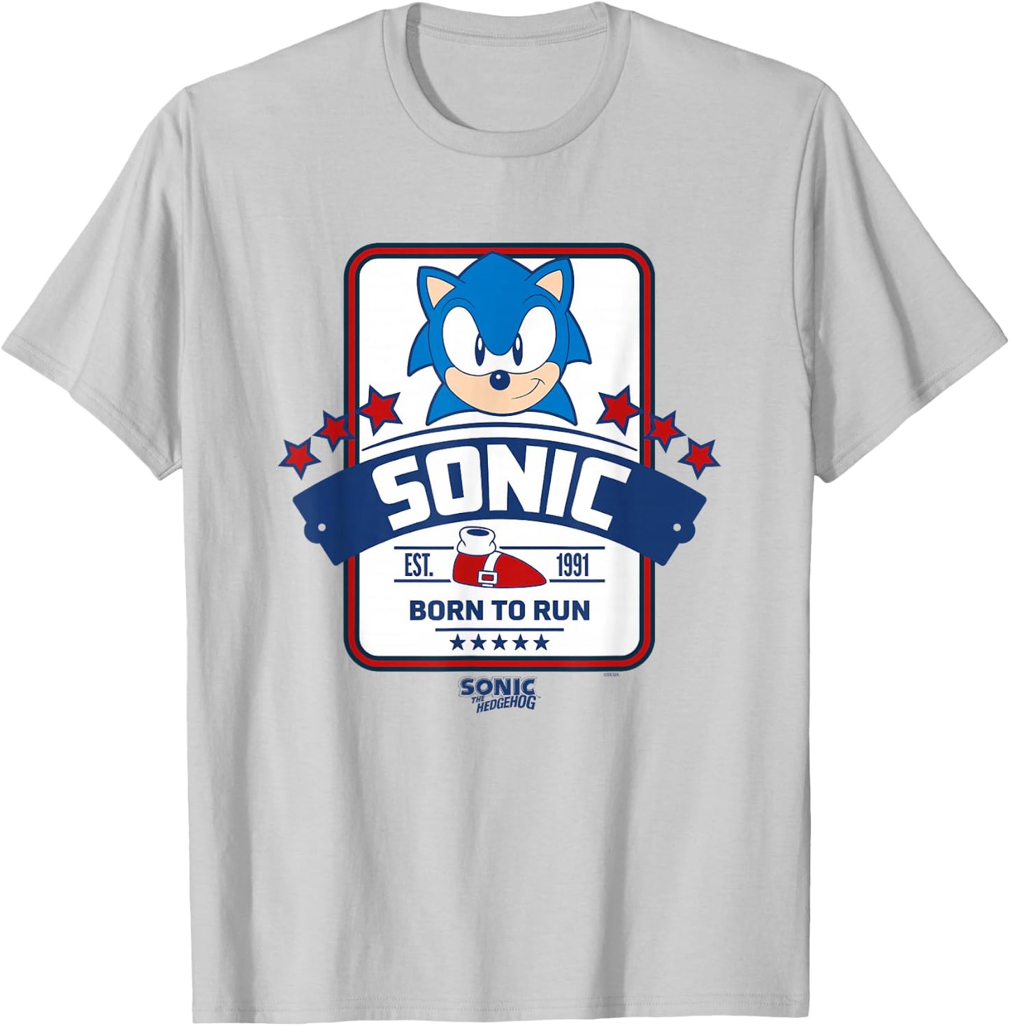 Sonic The Hedgehog Americana Born to Run Est. 1991 Retro T-Shirt - T-Shirt | Ash