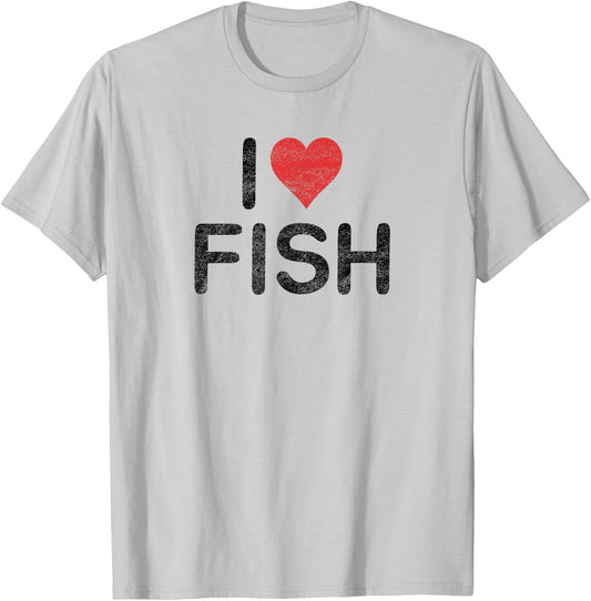 I Love Fish T-Shirt - T-Shirt | Ash