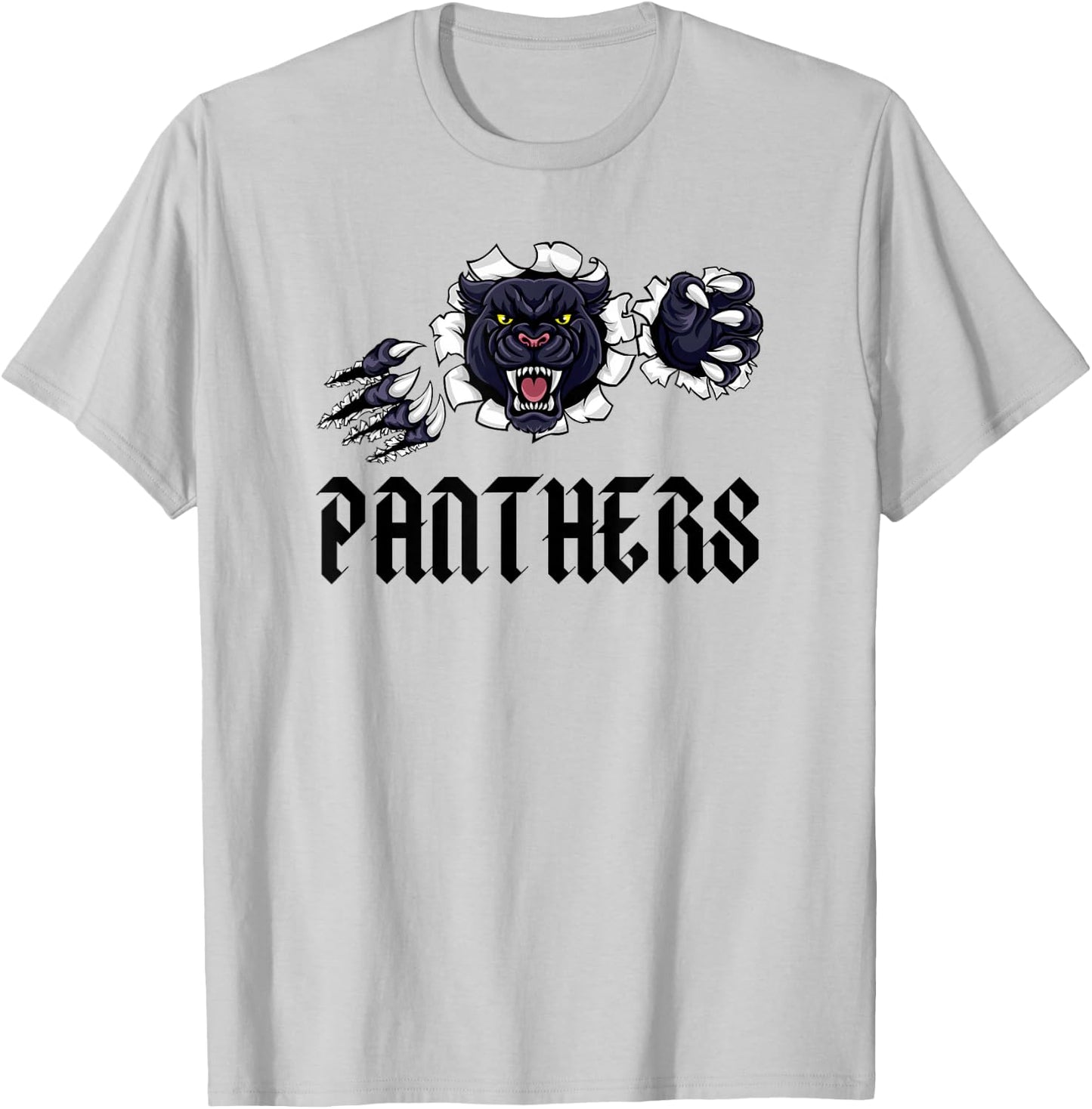 Panther Pride Black Text High School Spirit Fan Wear T-Shirt - T-Shirt | Ash