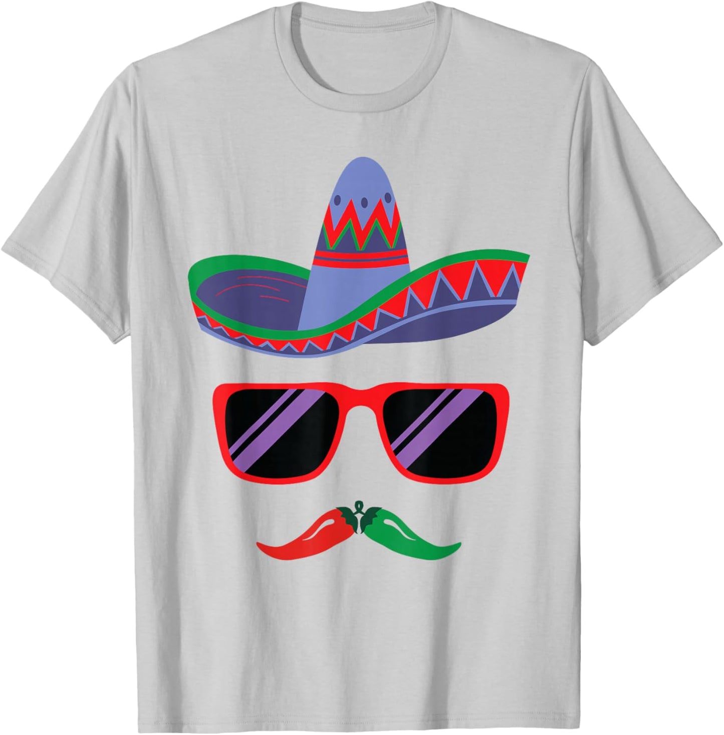 Sombrero Face Cinco De Mayo Mexican Fiesta Party Boys Kids T-Shirt - T-Shirt | Ash