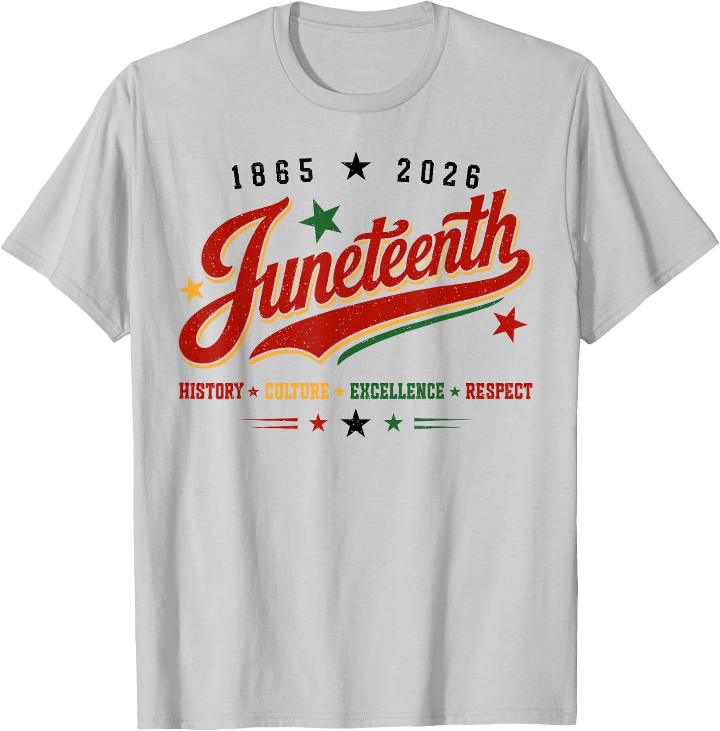 Juneteenth 1865 2026 History Culture Execellence Respect T-Shirt - T-Shirt | Ash
