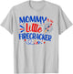 Mommy Of The Little Firecracker Family 4th of July Birthday T-Shirt - T-Shirt | Ash