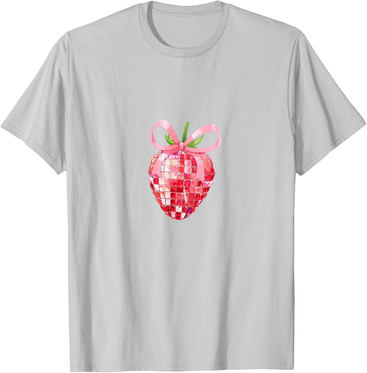Pink Bow Coquette Aesthetics Y2K Strawberry Girls Ladies , White T-Shirt - T-Shirt | Ash