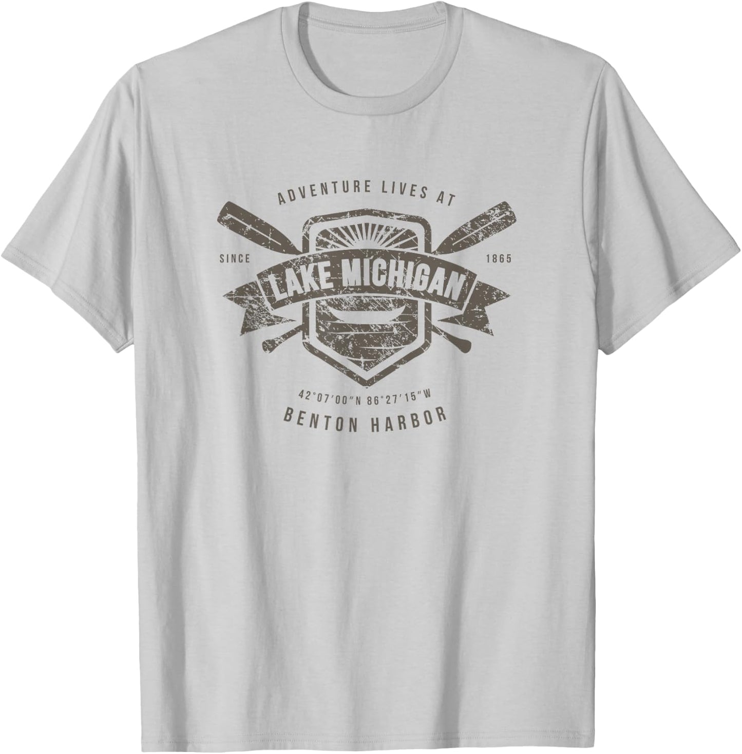 Lake Michigan Benton Harbor Shirt, Fishing Boat Camping Gift T-Shirt - T-Shirt | Ash