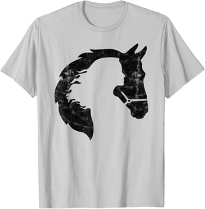 Retro Horse Young Woman With Horse Love Horse Silhouette T-Shirt - T-Shirt | Ash