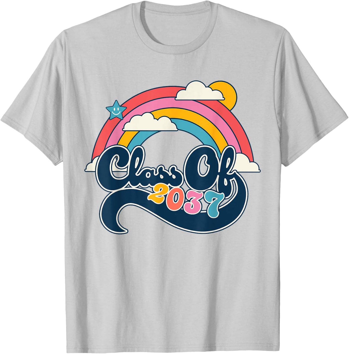 Class Of 2037 Rainbow Girls Kindergarten First Day Of School T-Shirt - T-Shirt | Ash