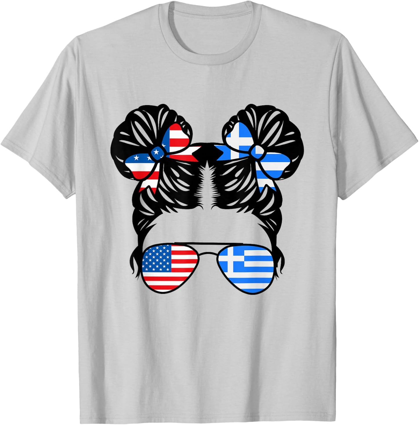 Half American Half Greek Girl USA Greece Flag Patriot T-Shirt - T-Shirt | Ash