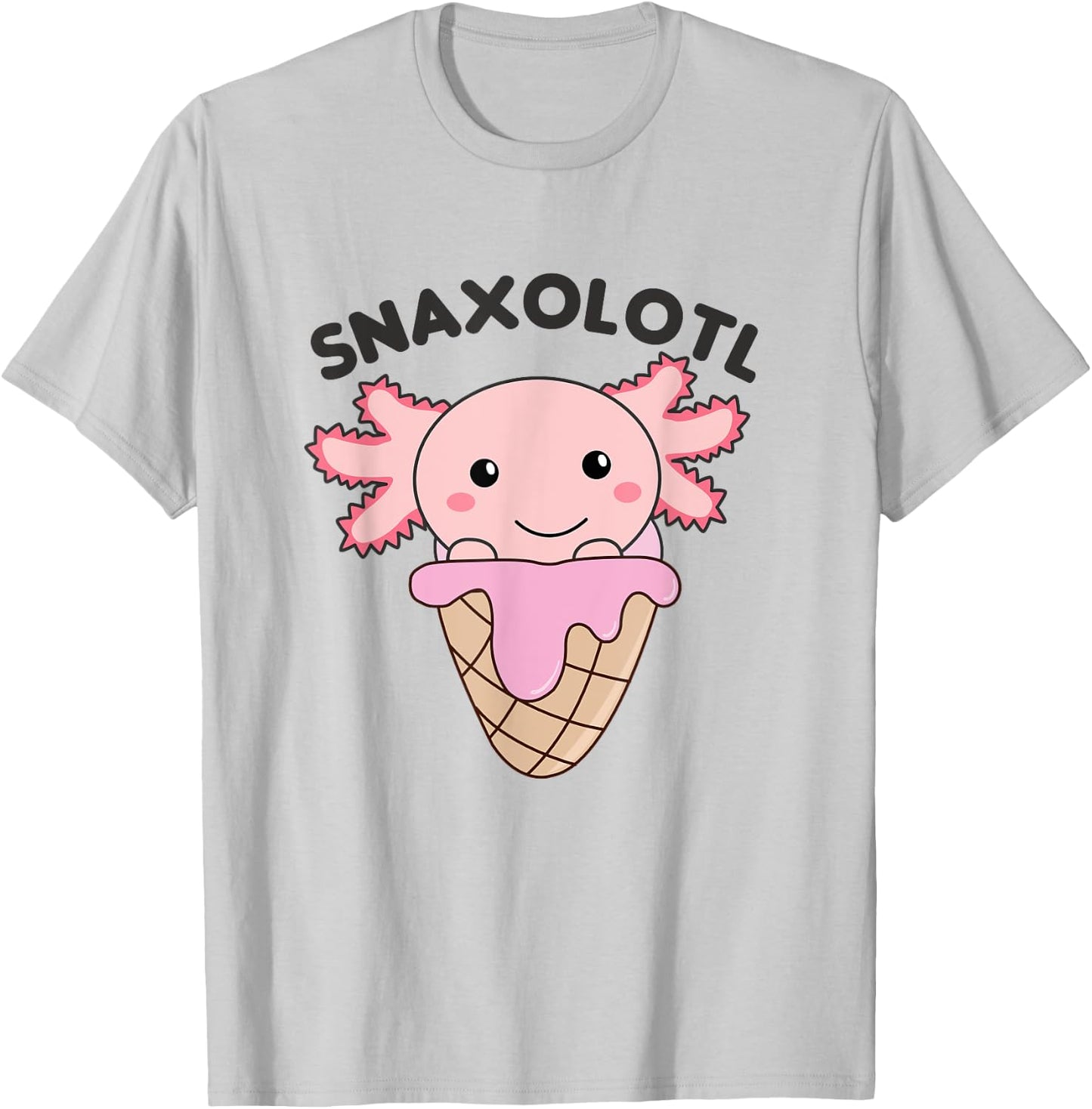 Snacks Pun Snaxolotl Ice Cream Axolotl Men Women Kids T-Shirt - T-Shirt | Ash