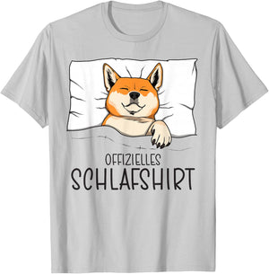 Official Sleep Shirt Shiba Pyjamas Shiba Inu , gray T-Shirt - T-Shirt | Ash