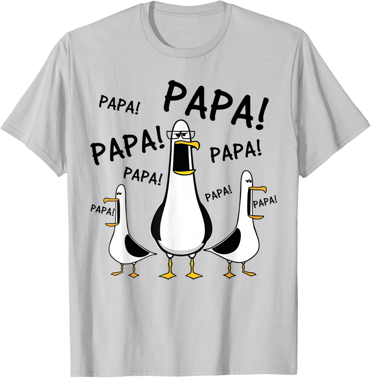 Papa Seagull Funny Dad Bird Humor Father Life T-Shirt - T-Shirt | Ash