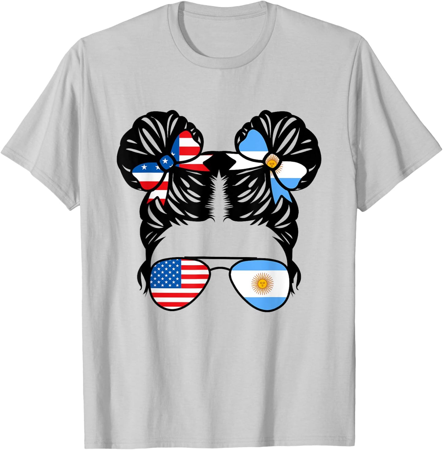 Half American Argentinian Girl USA Argentina Flag Patriot T-Shirt - T-Shirt | Ash