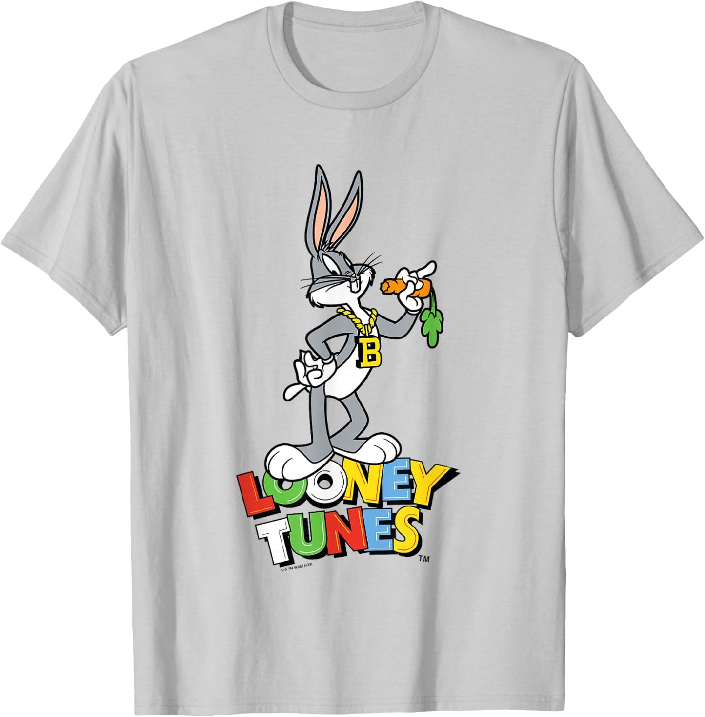 Looney Tunes Bugs Bunny With Bling Collar Portrait T-Shirt - T-Shirt | Ash