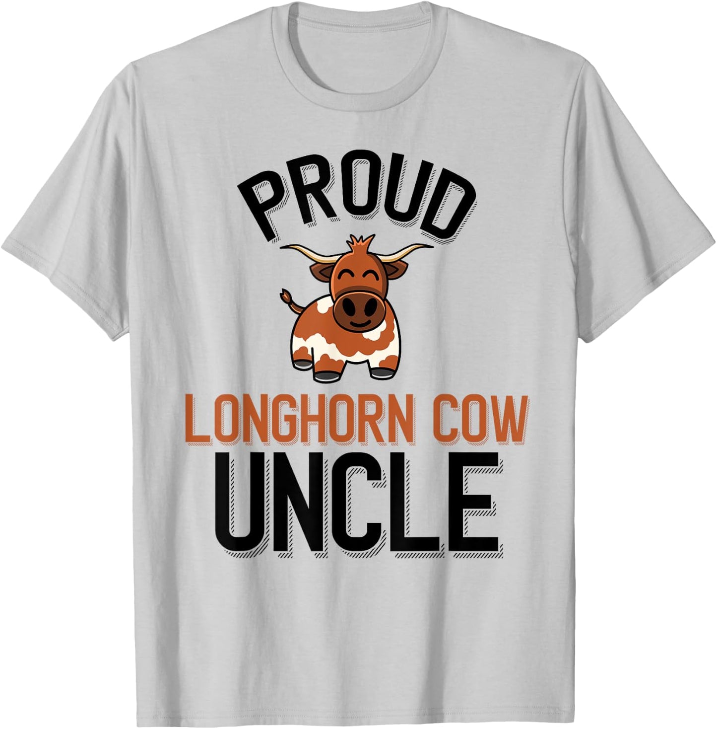 Proud Longhorn Cow Uncle Cute Longhorn Cow Family T-Shirt - T-Shirt | Ash