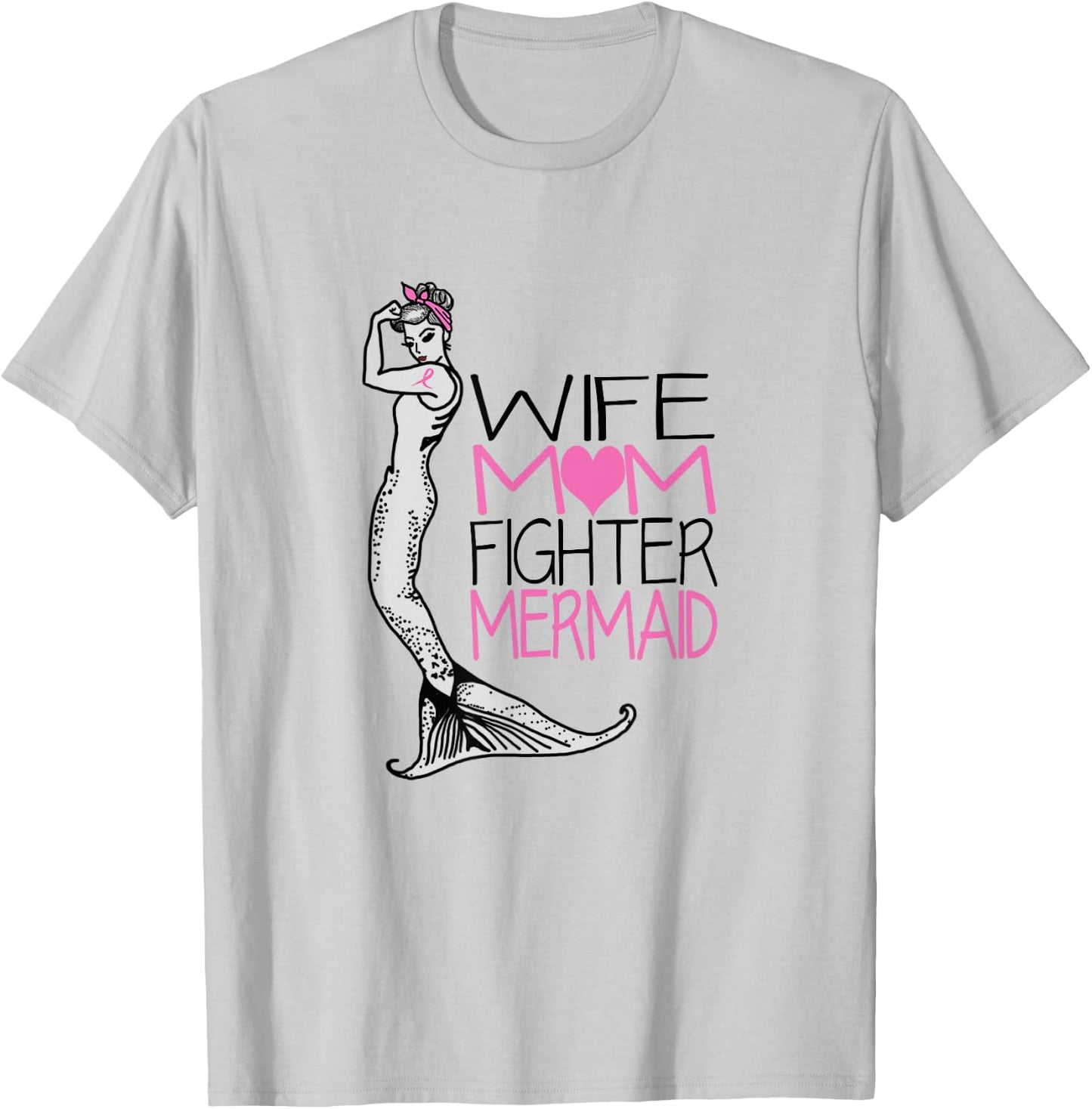 Breast Cancer Shirts Mermaid Shirt Cancer Survivor Gifts T-Shirt - T-Shirt | Ash
