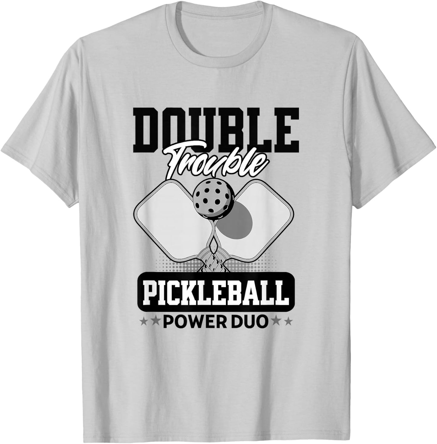 Pickleball Doubles Trouble Tournament Matching T-Shirt - T-Shirt | Ash