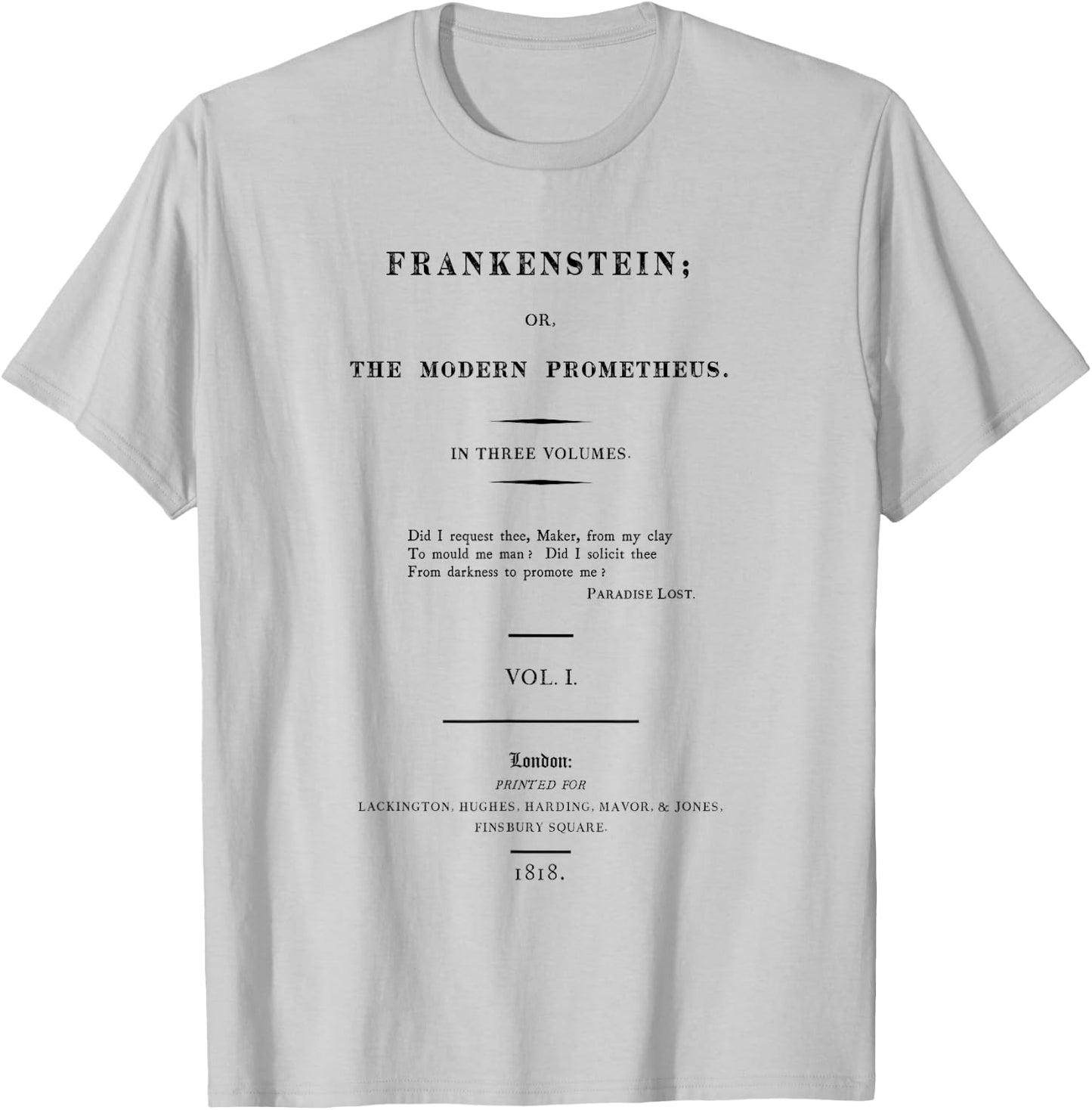 Frankenstein Title Page Literary Book Design T-Shirt - T-Shirt | Ash