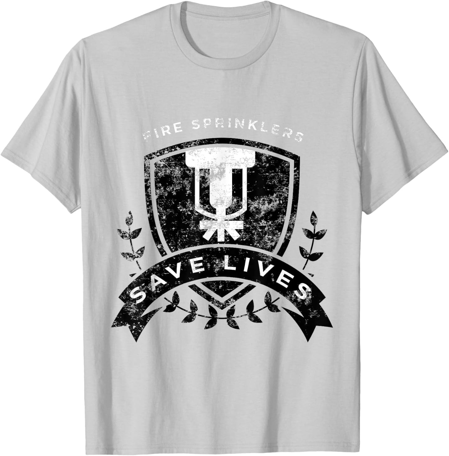 Fire Sprinklers Save Lives Logo T-Shirt - T-Shirt | Ash