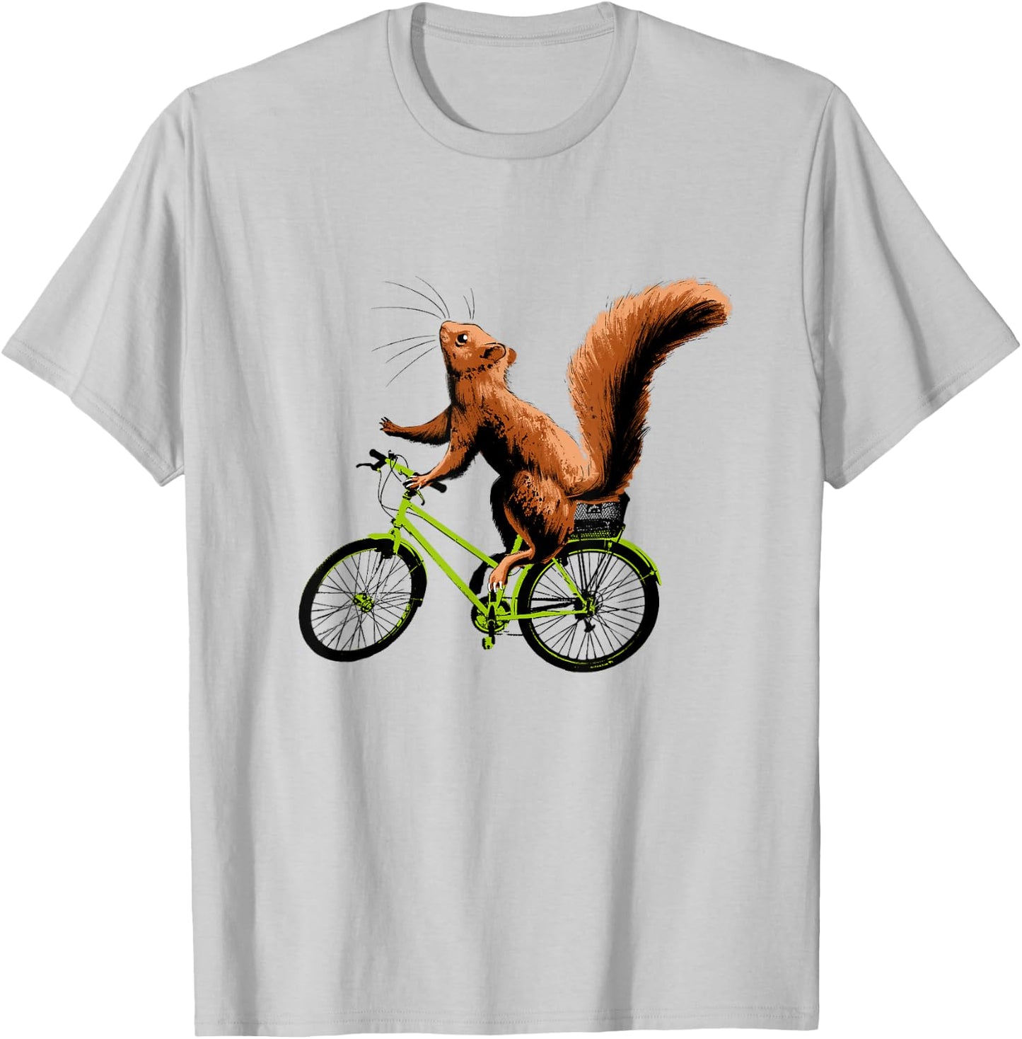 Squirrel Riding a Bicycle - Funny Cycling Shirt T-Shirt - T-Shirt | Ash