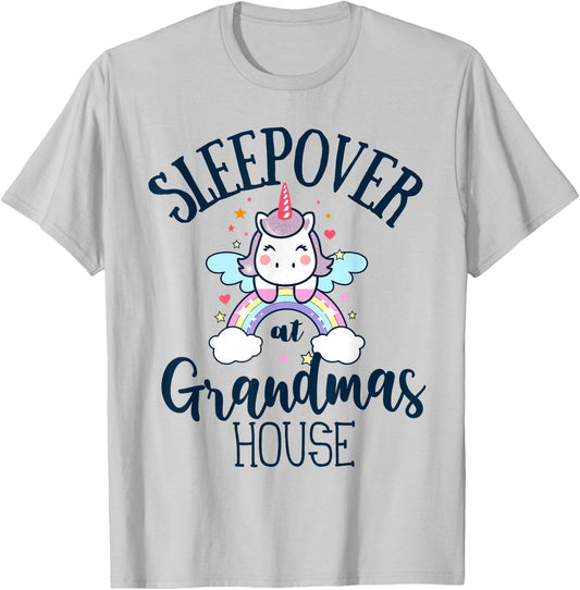 Unicorn Slumber Party Sleepover At Grandmas House PJ T-Shirt - T-Shirt | Ash