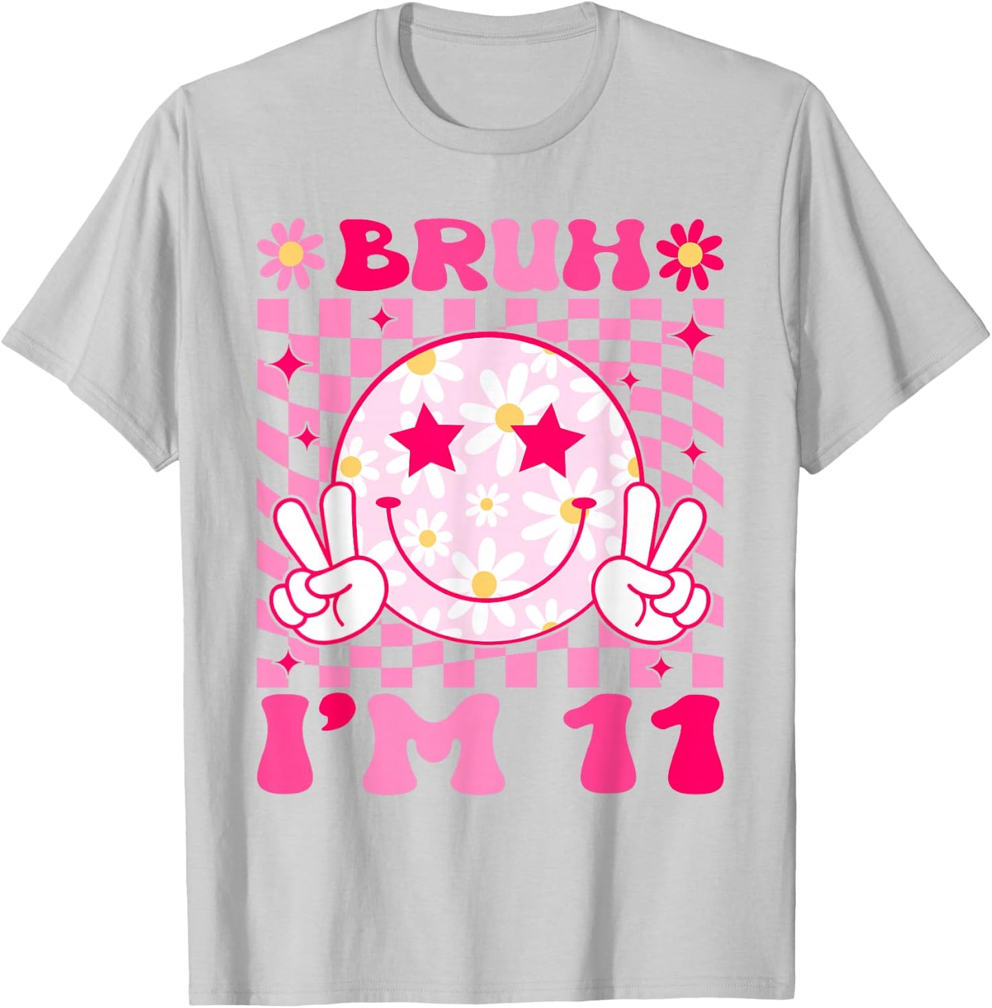 Groovy 11th Birthday Girls Boys 11 Years Old Bruh I'm 11 T-Shirt - T-Shirt | Ash