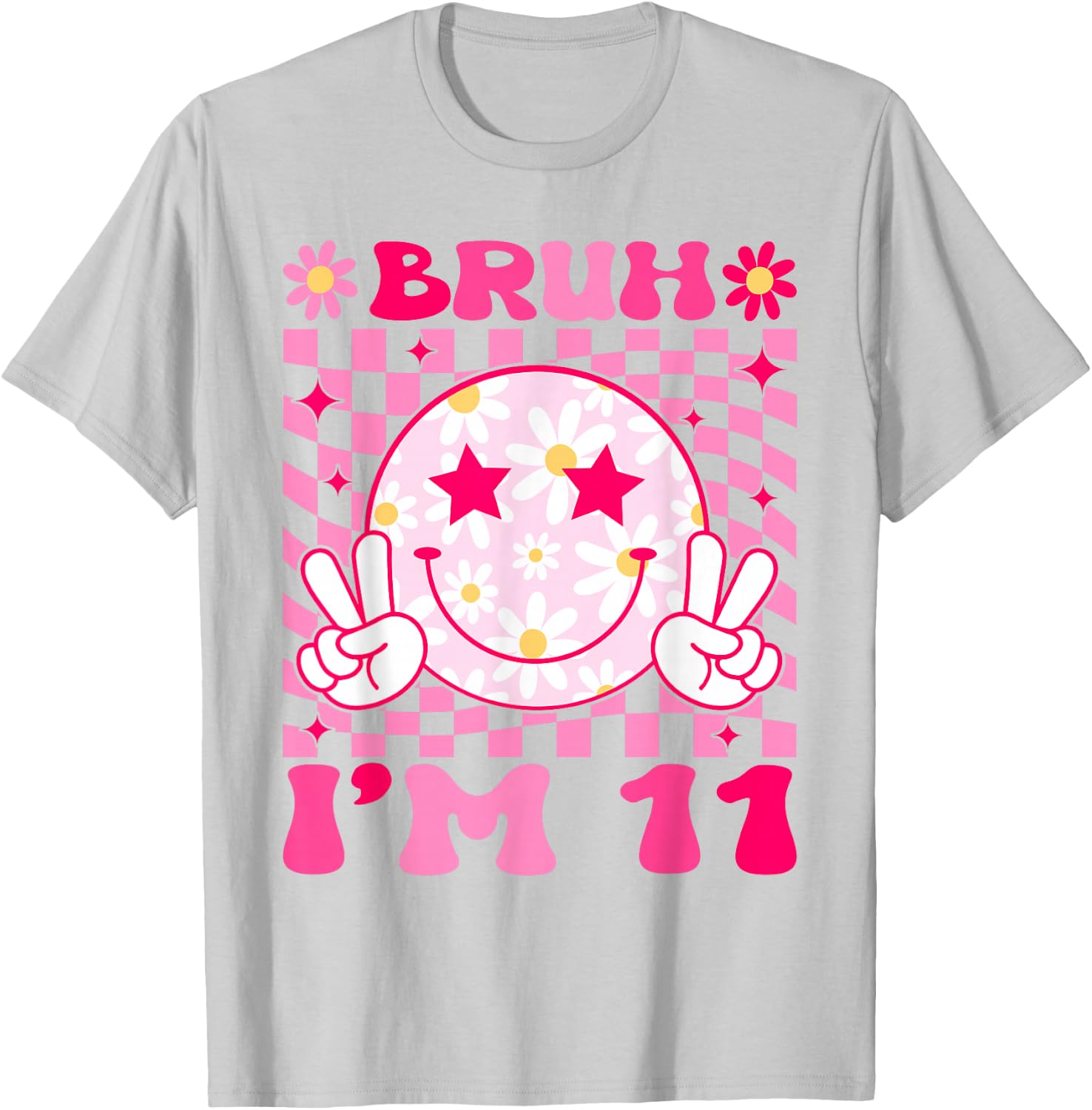 Groovy 11th Birthday Girls Boys 11 Years Old Bruh I'm 11 T-Shirt - T-Shirt | Ash