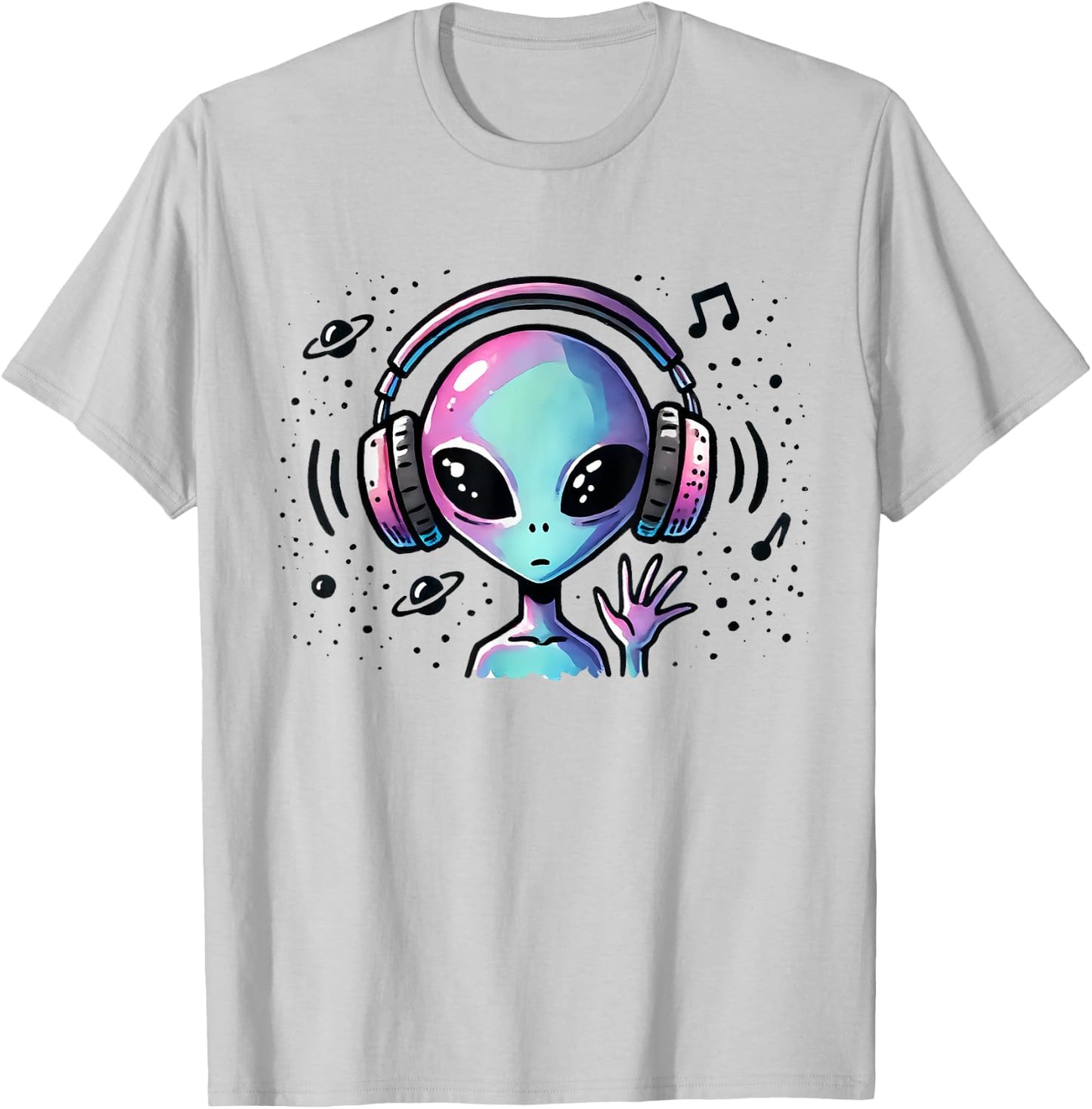 Music Lover Alien Musician UFO Extraterrestrial Space Gift T-Shirt - T-Shirt | Ash