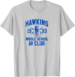 Stranger Things Hawkins Middle School AV Club , White T-Shirt - T-Shirt | Ash
