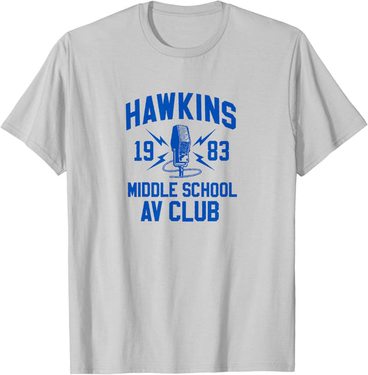 Stranger Things Hawkins Middle School AV Club , White T-Shirt - T-Shirt | Ash
