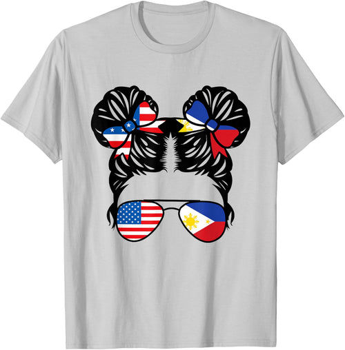 Half American Half Filipino Girl USA Philippine Flag Patriot Small